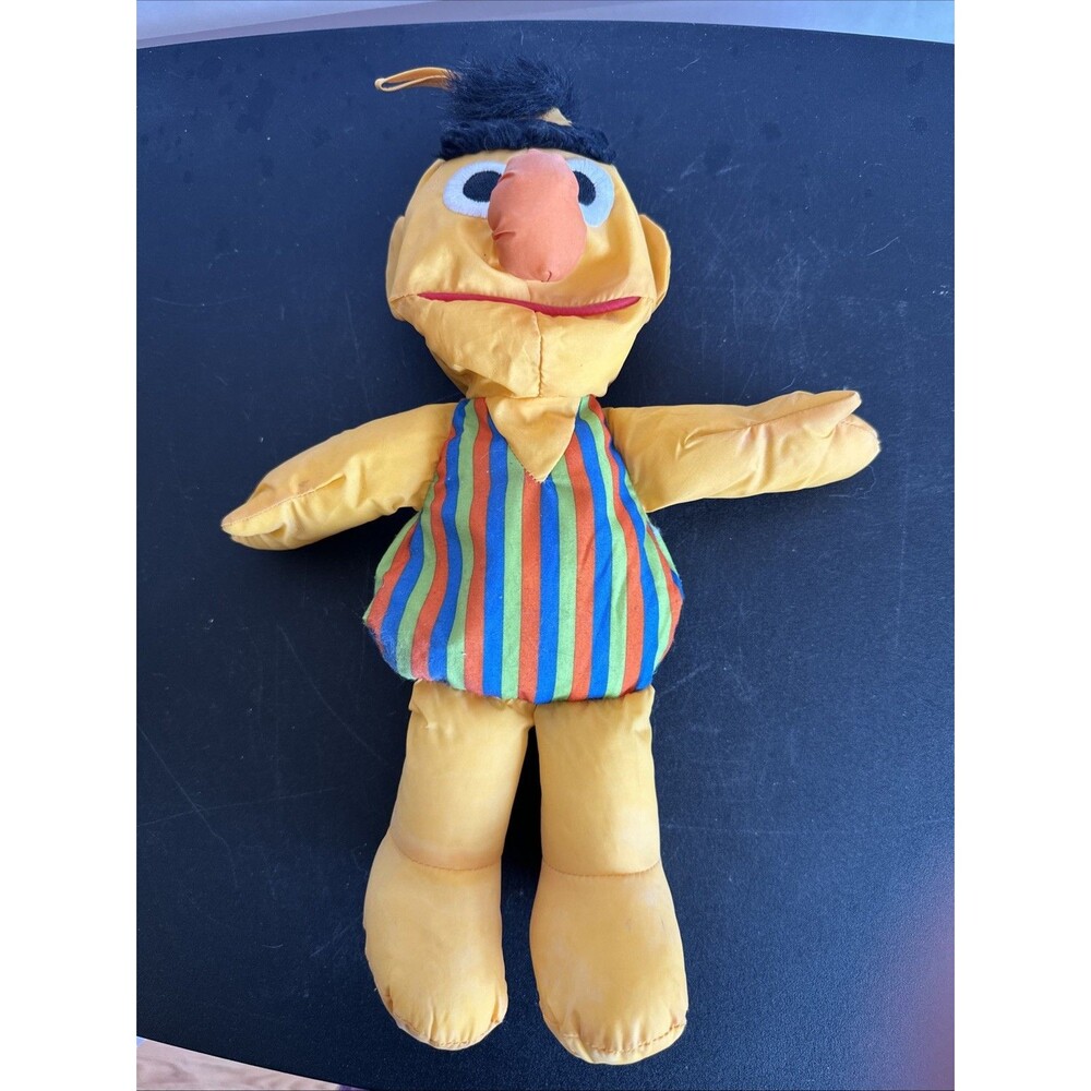Vintage Playskool Sesame Street Bert Plush Water Pals Nylon Doll Striped Shirt